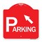 Signmission Parking W/ Arrow Pointing to Top Left, Red & White Aluminum Sign, 18" x 18", RW-1818-24517 A-DES-RW-1818-24517 - alternate 1